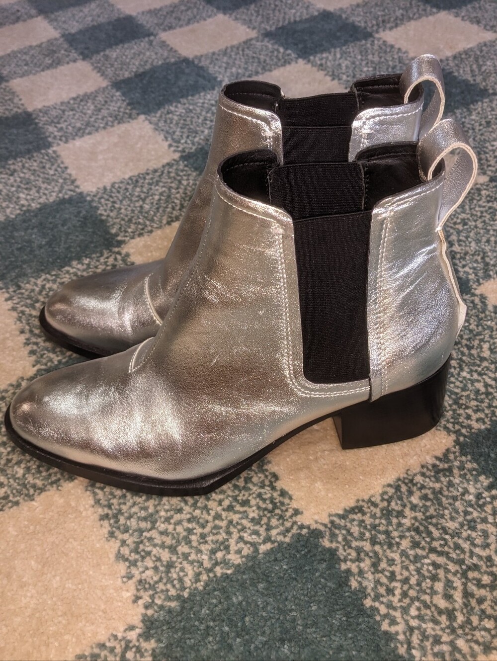 Rag & Bone New York Silver Ankle Boots Chelsea Boots Size 6.5